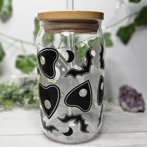 Planchette Trinkglas mit Glasstrohhalm – Bild 2