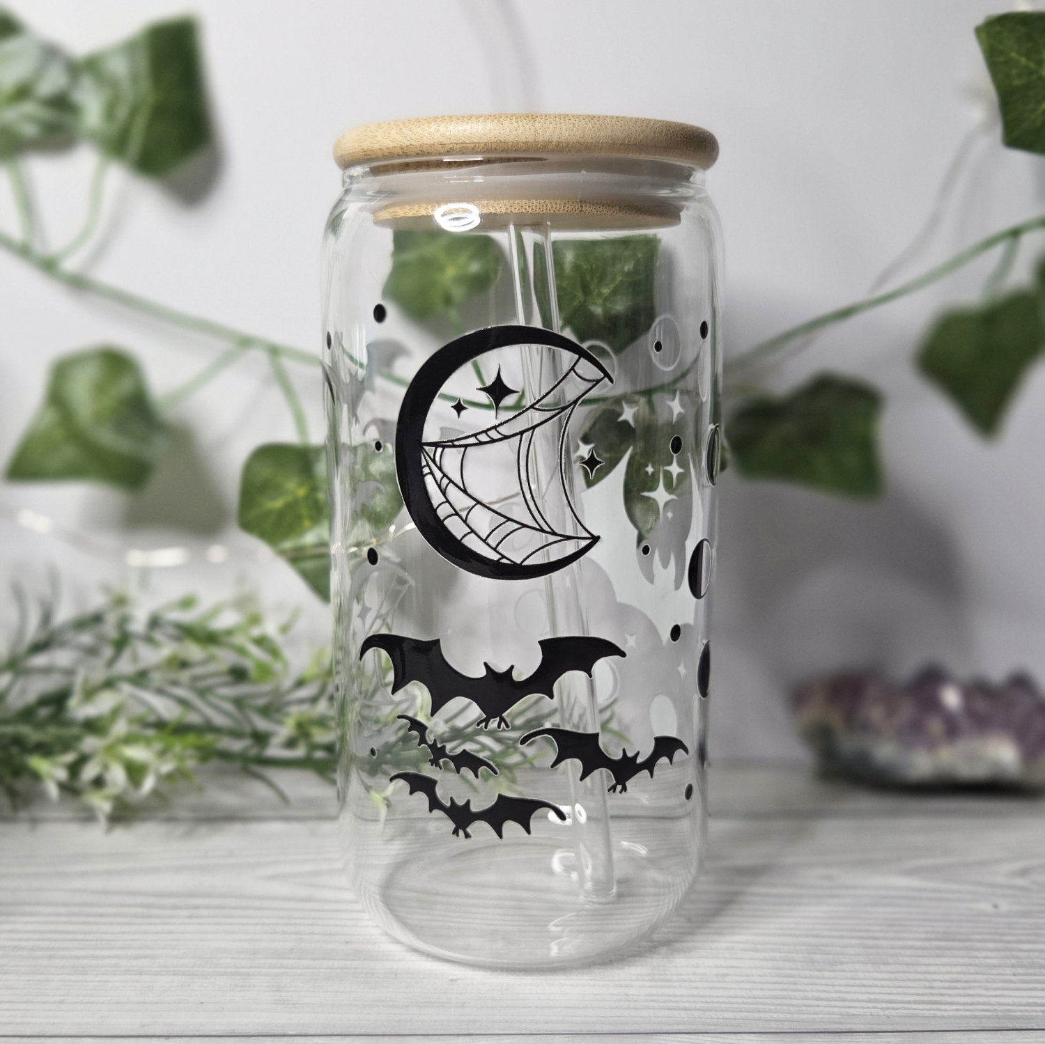 Phase of the Bat Trinkglas mit Glasstrohhalm – Bild 2