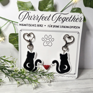 Purrfect together | Herz-Magnetanh&auml;nger | For friends & couples (Farbwahl)